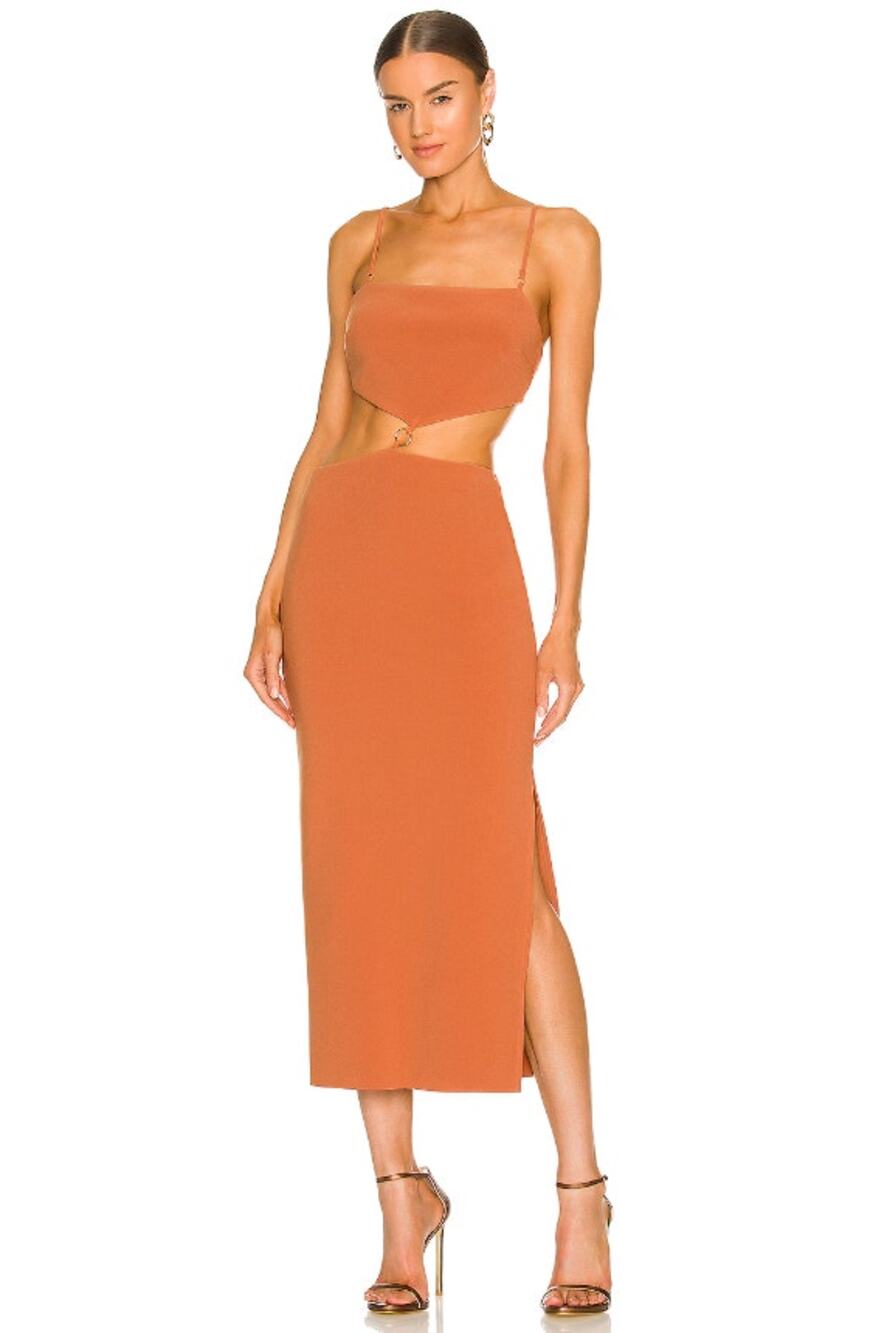 Bec & Bridge Alba Cut-Out Midi Dress in Terracotta, Size 4